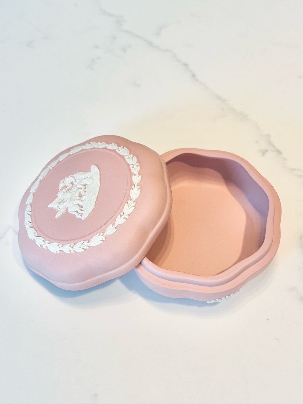 Wedgwood Pink Jasperware Trinket Box in Perfect Condition
